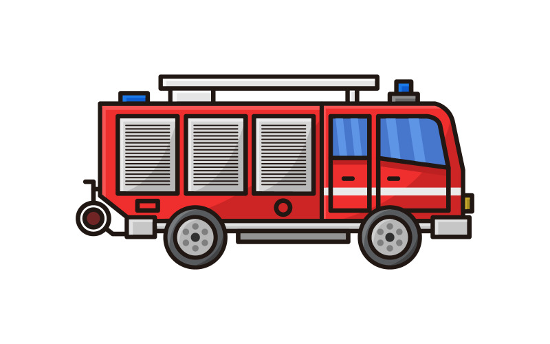Caminhão de bombeiros ilustrado em vetor em um fundo