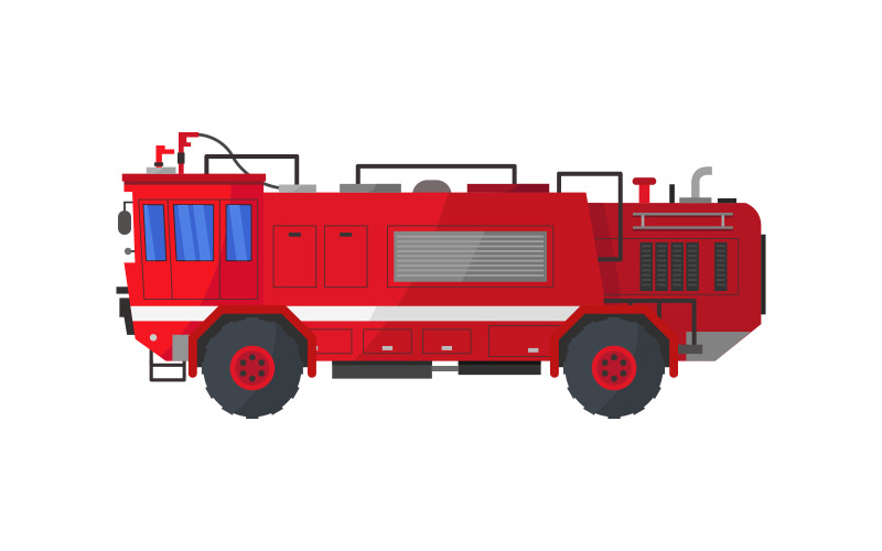 Пожарная машина, изображенная вектором на белом