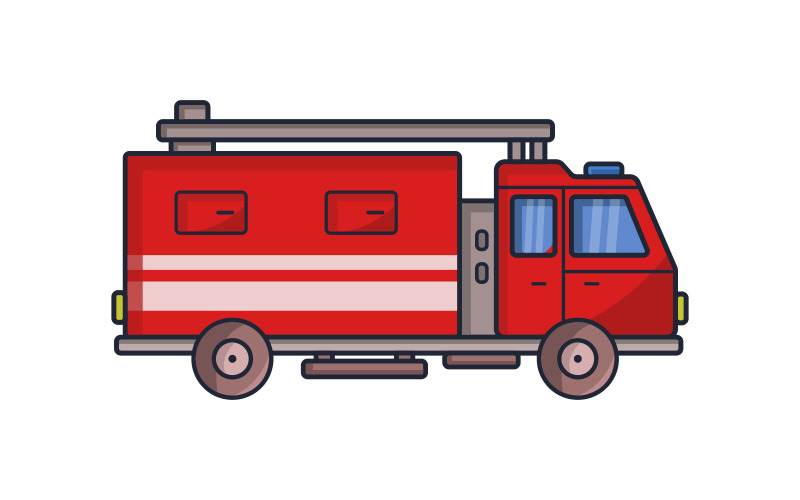 Векторизована ілюстрована пожежна машина на білому тлі