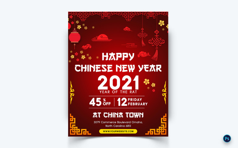Célébration du Nouvel An chinois sur les médias sociaux Instagram Feed-02