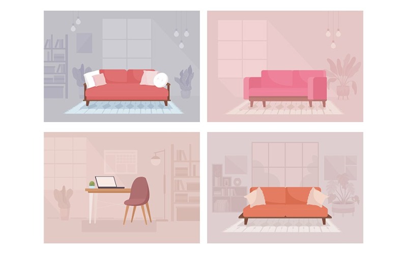 Samtida heminredning Illustration Set