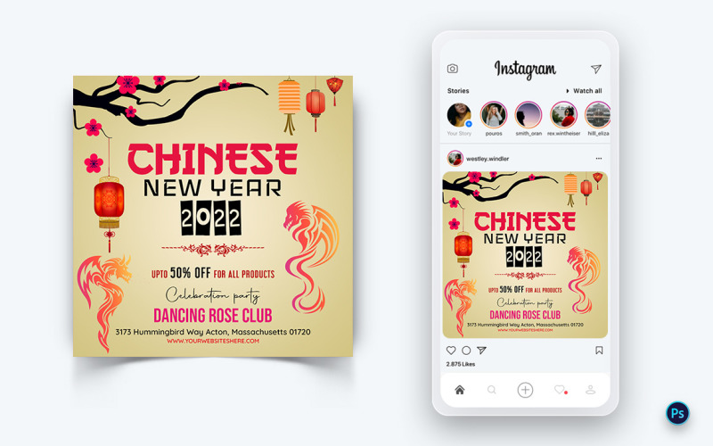 Дизайн поста в Instagram для празднования китайского Нового года-04