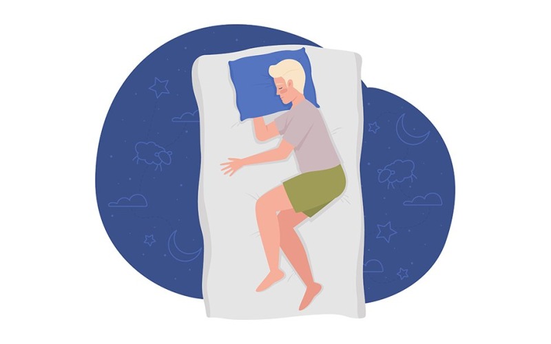 Dormire su un lato riposante durante le ore notturne Illustrazione