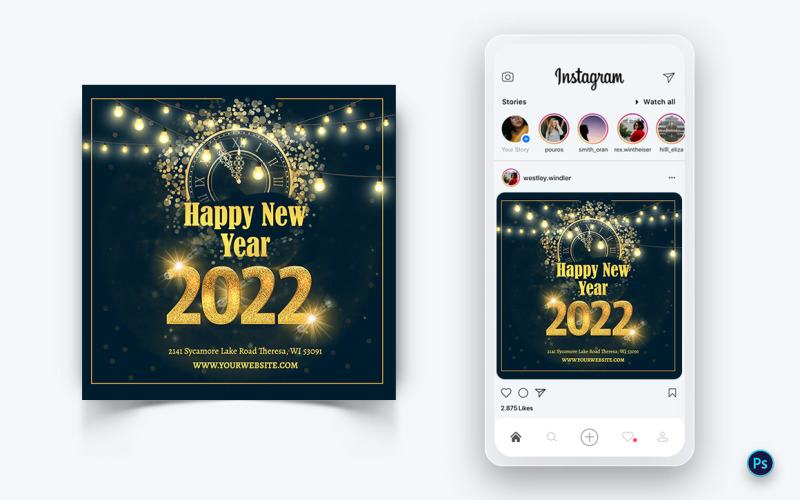 Novoroční oslava noci na sociálních sítích Instagram Post Design-01