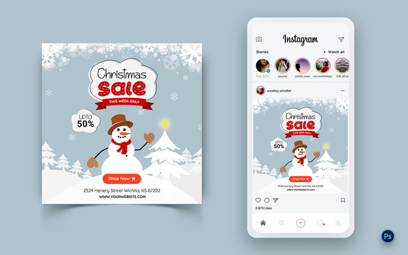 Offre de Noël Célébration de la vente sur les médias sociaux Instagram Post Design-06