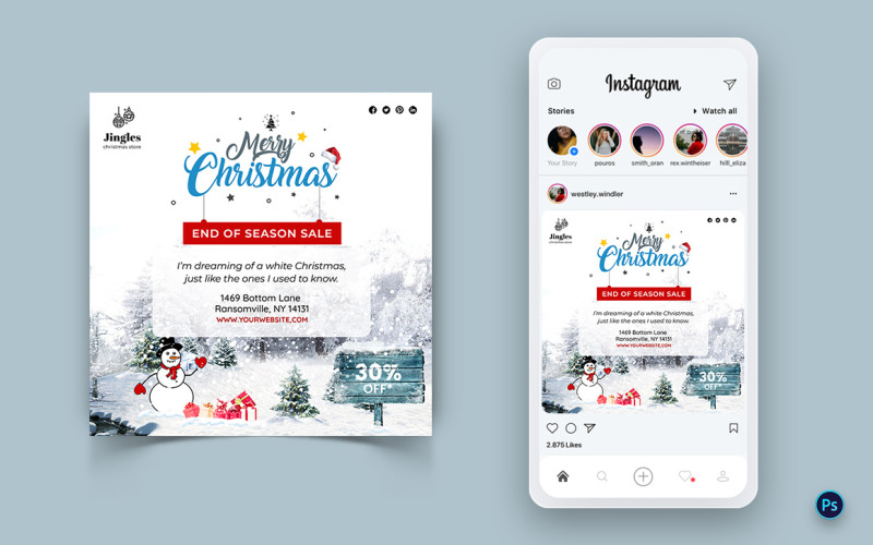 Offre de Noël Célébration de la vente sur les médias sociaux Instagram Post Design-16