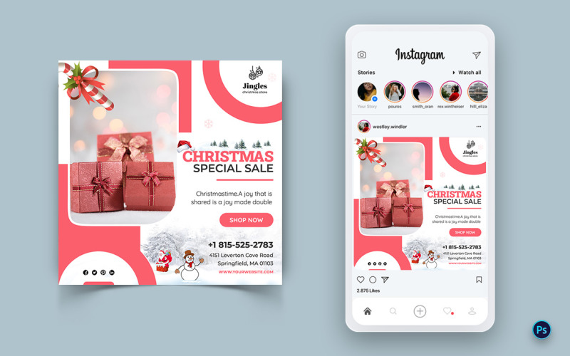 Різдвяна пропозиція Розпродаж Святкування Соціальні мережі Instagram Дизайн публікації-12