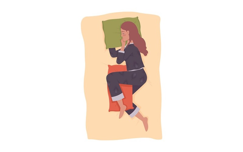 Schlafen mit Kissen zwischen den Beinen Illustration
