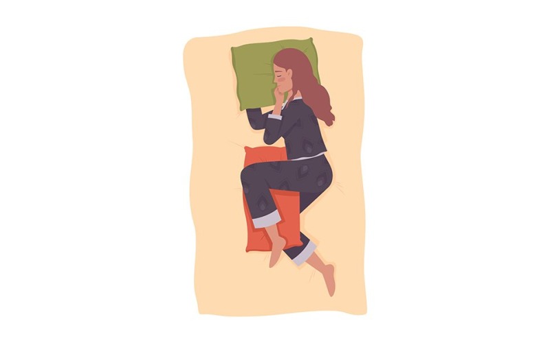 Spanie z poduszką między nogami ilustracja