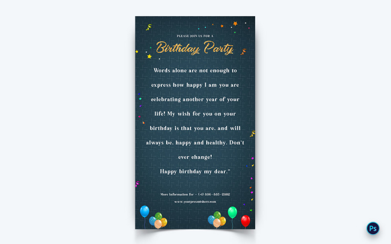 Születésnapi parti ünnepség közösségi média Instagram Story Design Template-14