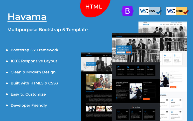 Havama - uniwersalny szablon biznesowy Bootstrap 5 HTML