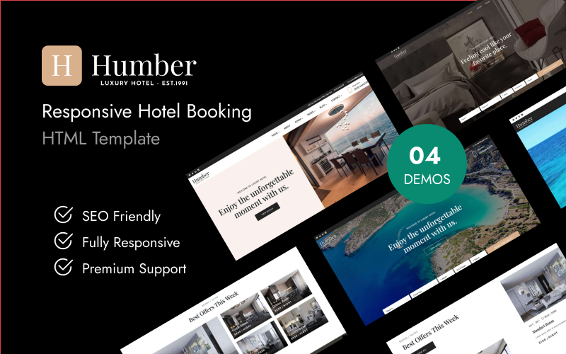 Humber - Plantilla HTML de reserva de hotel receptiva