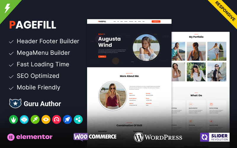 Pagefill – téma WordPress portfolia jedné stránky