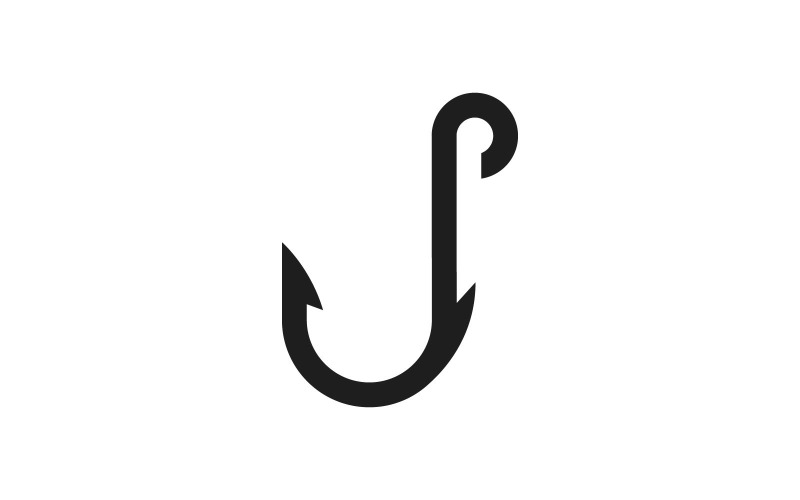 Balıkçılık Kanca Vektör Logo Tasarım Şablonu V10
