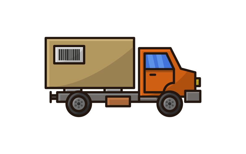 Ciężarówka dostawcza ilustrowana na tle