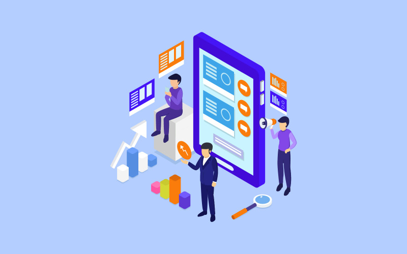 Digitale marketing geïllustreerd op een achtergrond