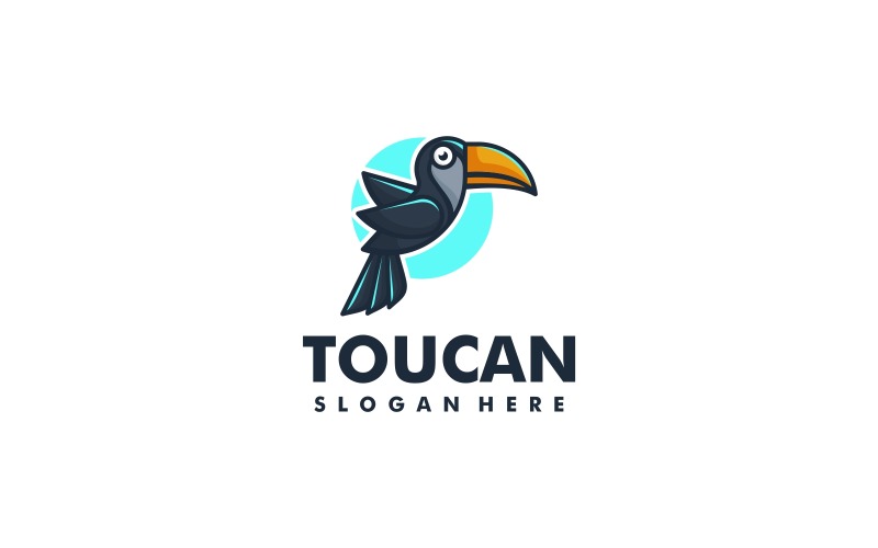 Stile del logo della mascotte semplice del tucano di vettore