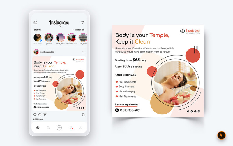 Beauty Salon and Spa Social Media Post Design Template-55