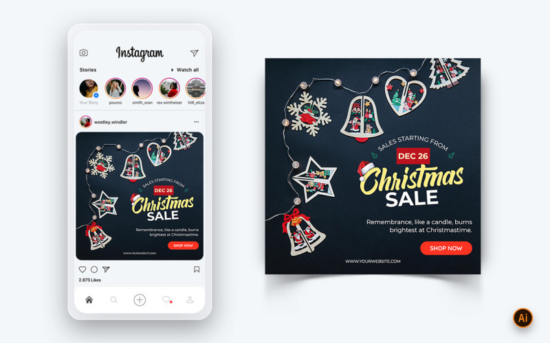 Різдвяна пропозиція, розпродаж, святкування, дизайн публікації в соціальних мережах-15