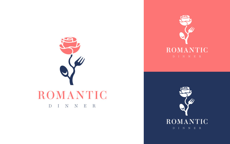 Romantická večeře zdarma Logo Icon Design Vector Concept