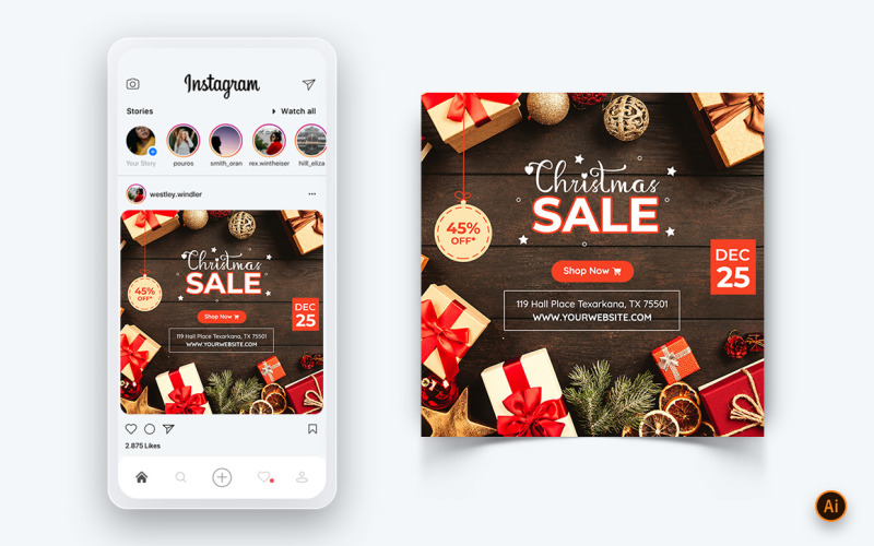 Weihnachtsangebot Sale Celebration Social Media Post Design-02