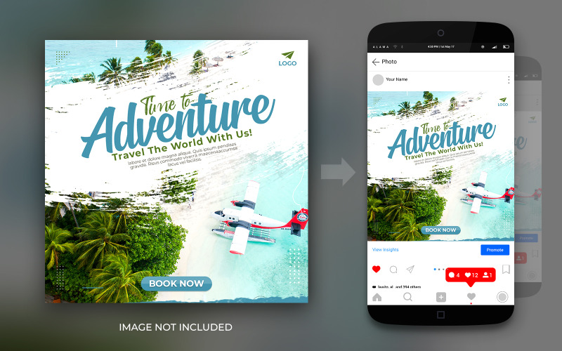 Abenteuerreisen Touren Traumziel Social Media Instagram und Facebook Post Design Template