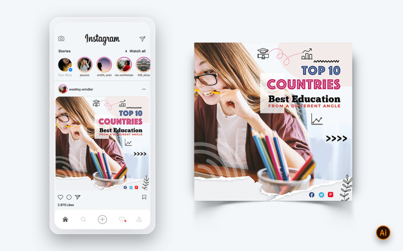 Istruzione Social Media Instagram Post Design Template-04
