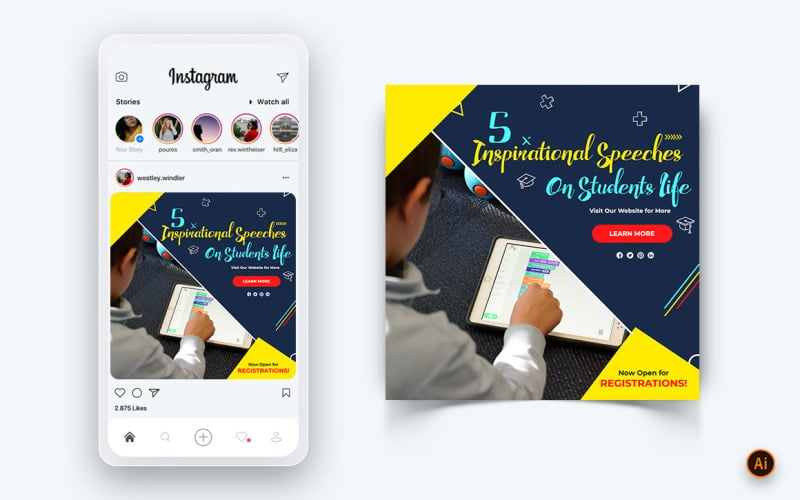 Istruzione Social Media Instagram Post Design Template-12