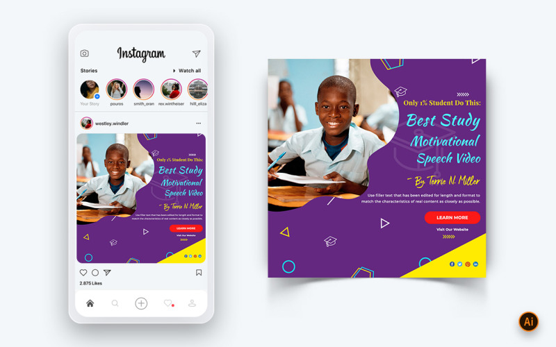Istruzione Social Media Instagram Post Design Template-14