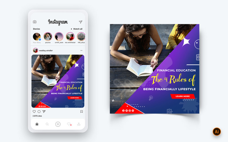 Modèle de conception de publication Instagram sur les médias sociaux de l'éducation-07