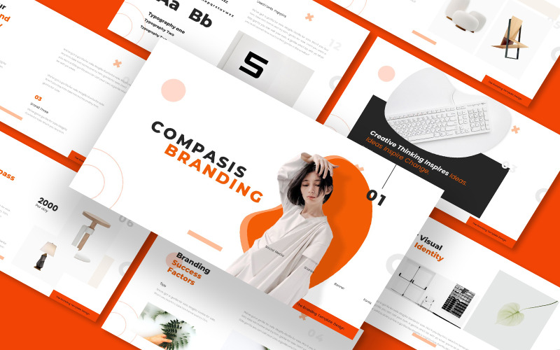 Modello PowerPoint di moda di marca Compass