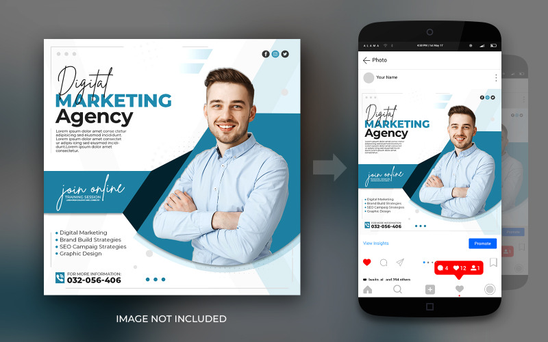 Webinaire en direct de l'agence de marketing numérique et modèle de conception de flyer de bannière de publication de médias sociaux d'entreprise