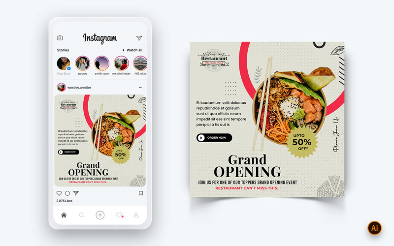 Cibo e ristorante Offerte Sconti Servizio Social Media Post Design Template-49