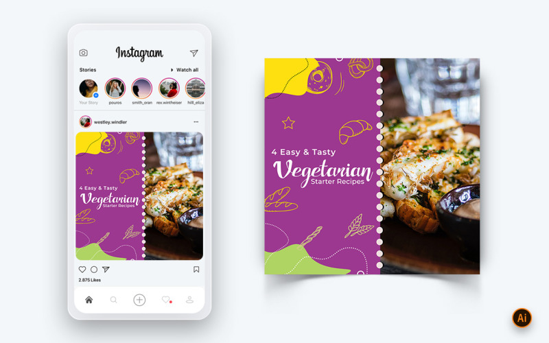 Еда и ресторан предлагает услуги скидок Дизайн поста в социальных сетях Template-30