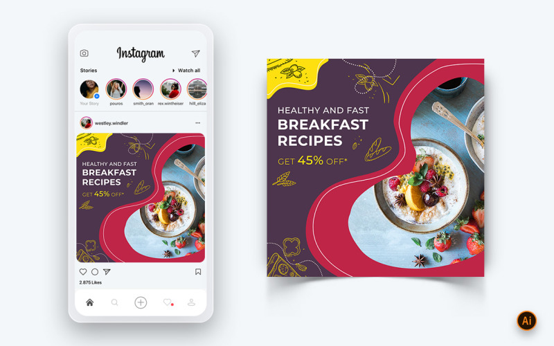 Food and Restaurant bietet Rabatte Service Social Media Post Design Template-22