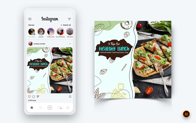 Food and Restaurant bietet Rabatte Service Social Media Post Design Template-28