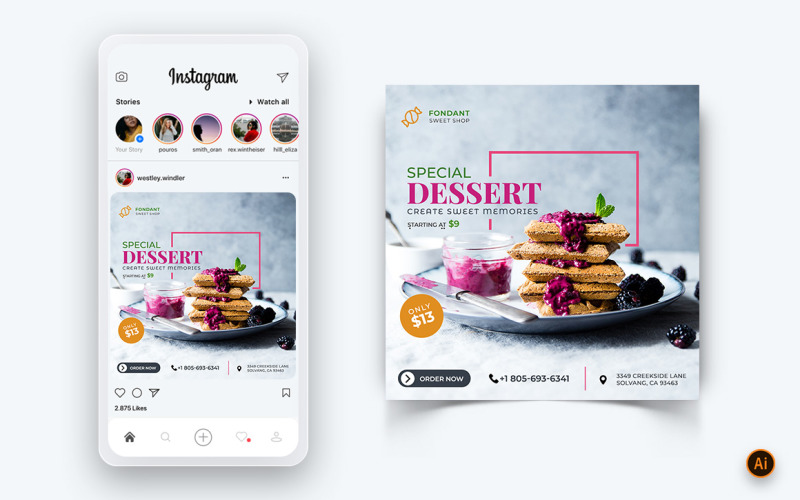 Food and Restaurant bietet Rabatte Service Social Media Post Design Template-46