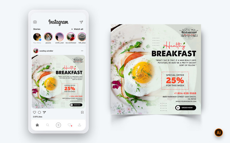 Food and Restaurant bietet Rabatte Service Social Media Post Design Template-52