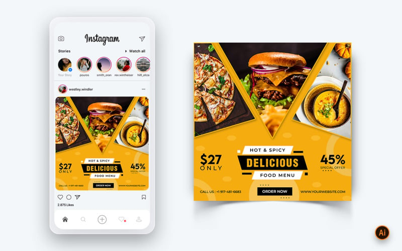 Food and Restaurant Offers Discounts Service Social Media Post Design ...