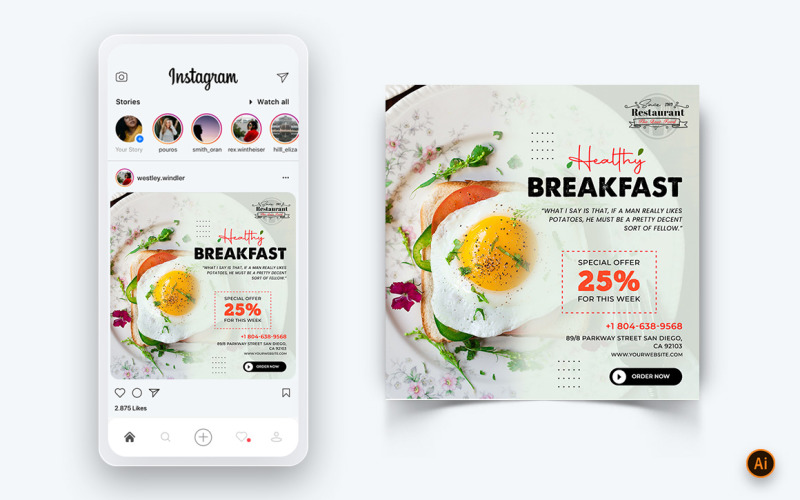 Plantilla de diseño de publicación de redes sociales de servicio de descuentos de ofertas de alimentos y restaurantes-52