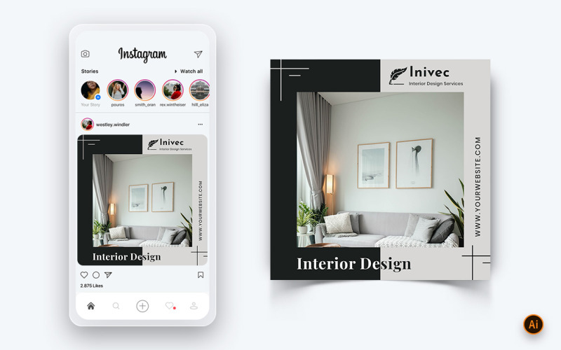 Design d'interni e mobili Social Media Instagram Post Design Template-04