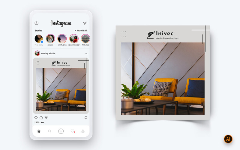 Design d'interni e mobili Social Media Instagram Post Design Template-09
