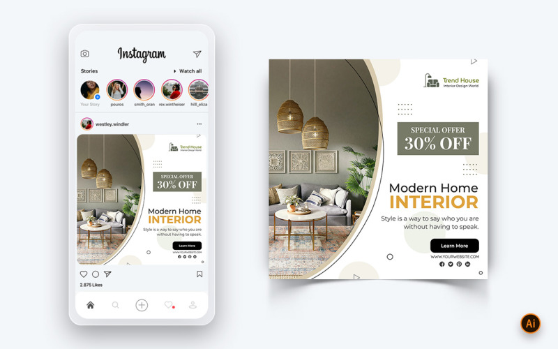 Design d'interni e mobili Social Media Instagram Post Design Template-16