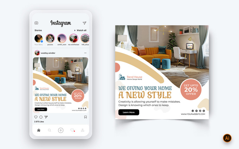 Design d'interni e mobili Social Media Instagram Post Design Template-17