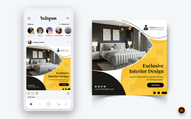 Design d'interni e mobili Social Media Instagram Post Design Template-22