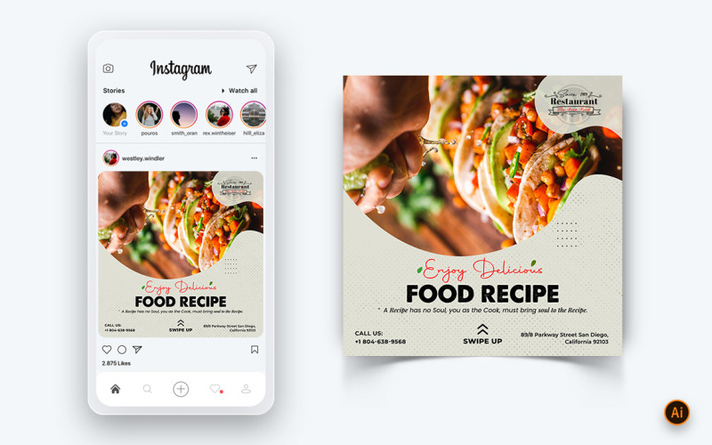 Food and Restaurant bietet Rabatte Service Social Media Post Design Template-66