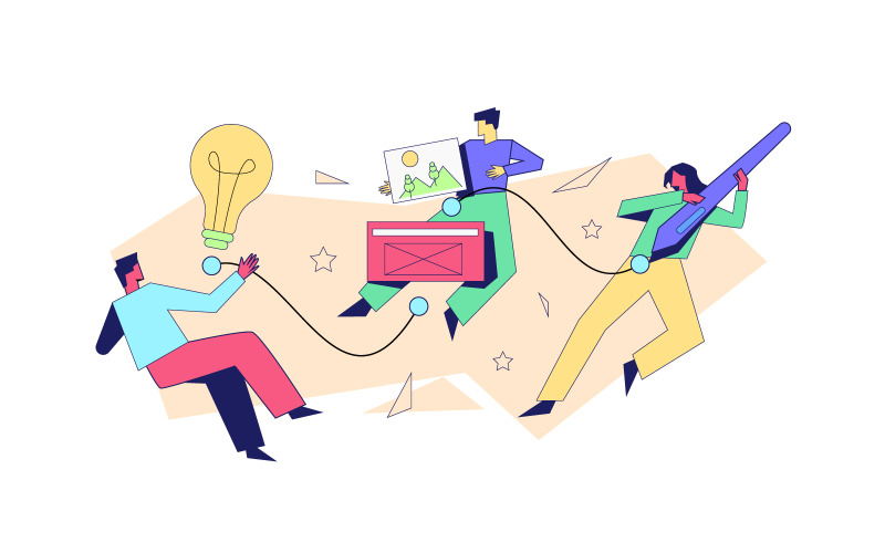 Freies Vektorillustrationskonzept der Designerteamarbeit für Benutzerschnittstellendesign