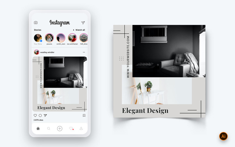 Innenarchitektur und Möbel Social Media Instagram Post Design Template-03