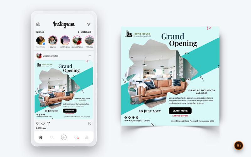 Inredning och möbler Sociala medier Instagram Postdesignmall-28