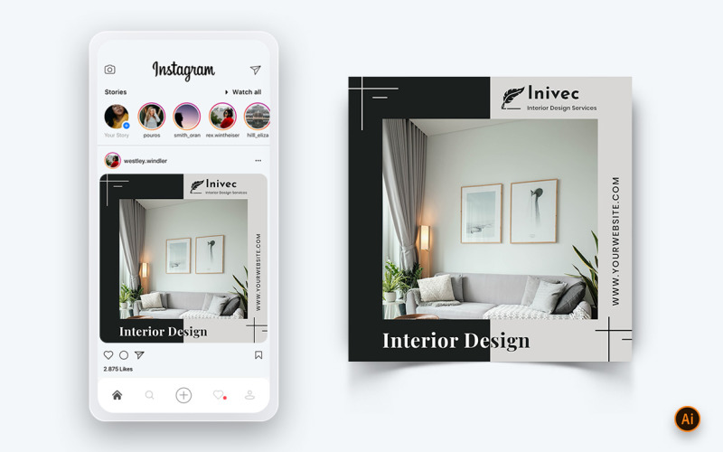 Interior Design and Furniture Social Media Instagram Post Design ...